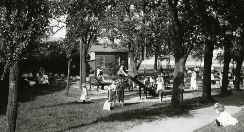 Carroll Park playground, 1909. In segregated Baltimore, only white children could play there.