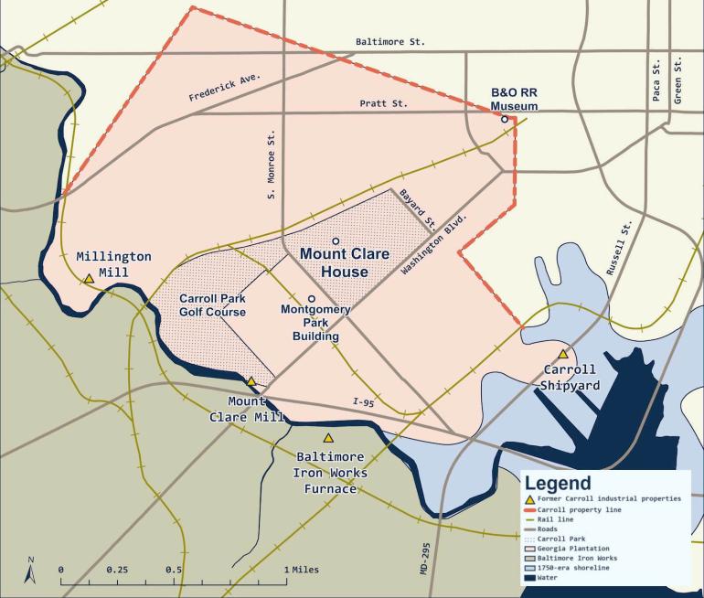 Historic 800-acre Georgia tract superimposed on a modern-day map of Baltimore.