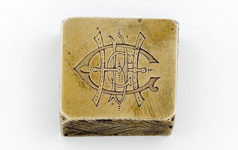 Henry Dorsey Gough Carroll’s monogrammed brass die, circa 1810.