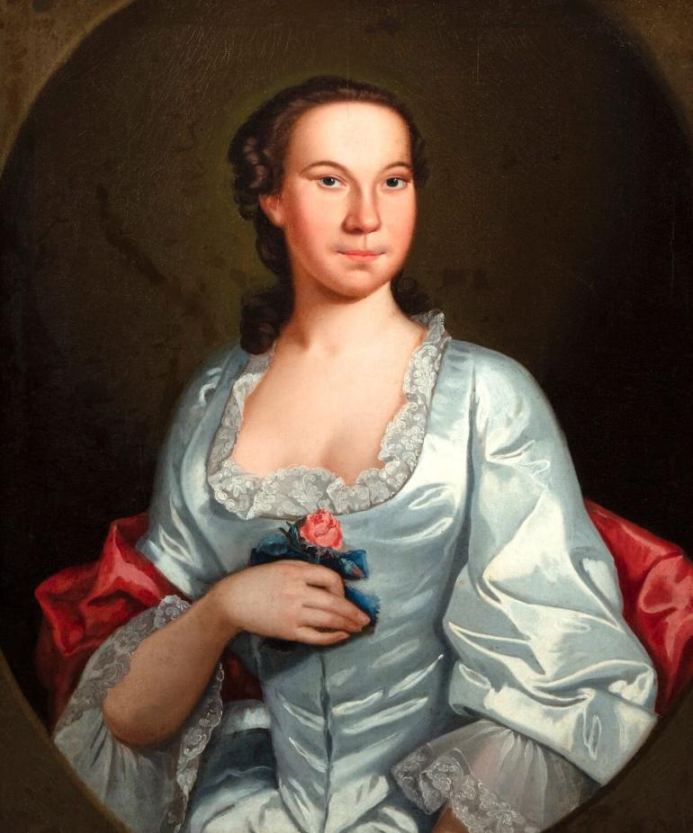 Portrait of Margaret Tilghman Carroll, by John Hesselius, 1765.