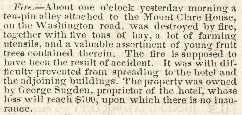 George Sugden took over the proprietorship of the hotel, which he called Mount Clare House, by the mid 1850s.