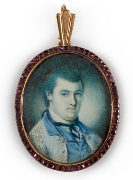 Miniature of Nicholas Maccubbin Carroll by Charles Willson Peale, watercolor on ivory, circa 1774.