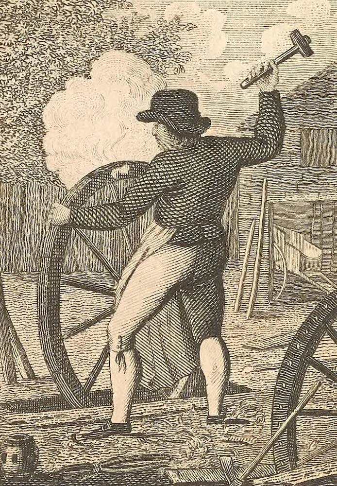 Wheelwright from The Book of Trades, or, Library of the Useful Arts, 1815.