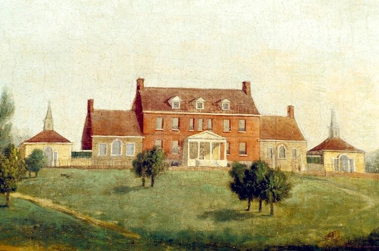 Detail from a painting of Perry Hall, formerly attributed to Guy Francis, c. 1803. 