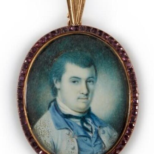 Miniature of Nicholas Maccubbin Carroll by Charles Willson Peale, watercolor on ivory, circa 1774.