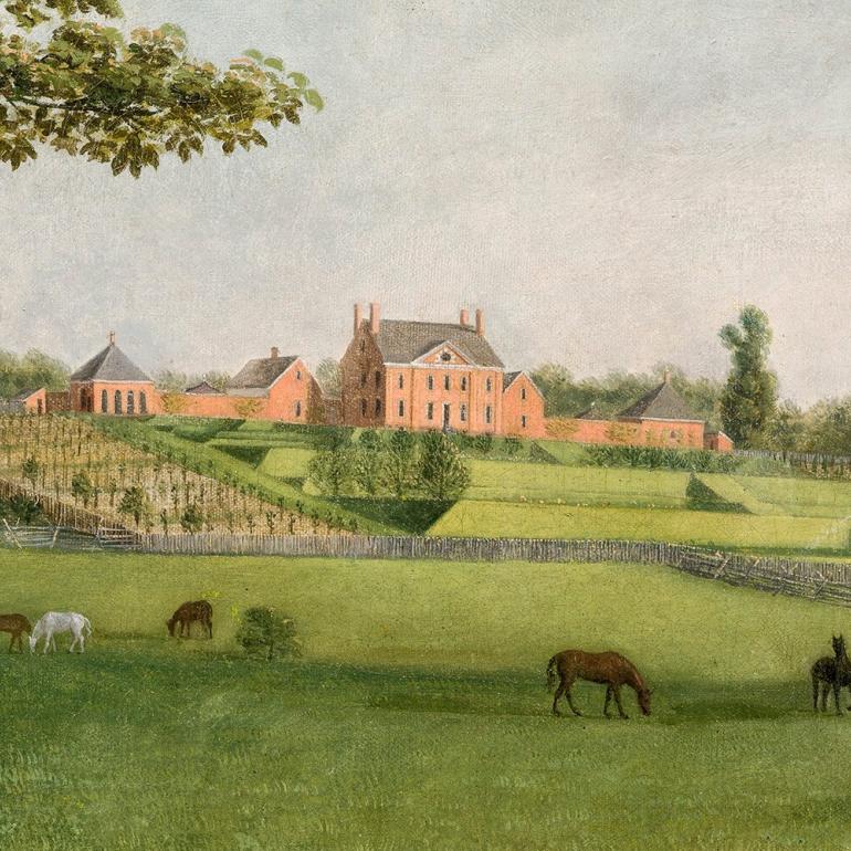  Landscape of Mount Clare (cropped) by Charles Willson Peale, 1775.