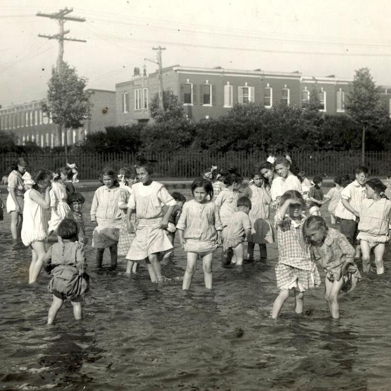 Wading pool at Carroll Park, open to white children only, circa 1923.